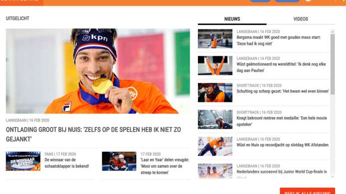 Vernieuwde homepage schaatsen.nl voor hoger gebruiksgemak