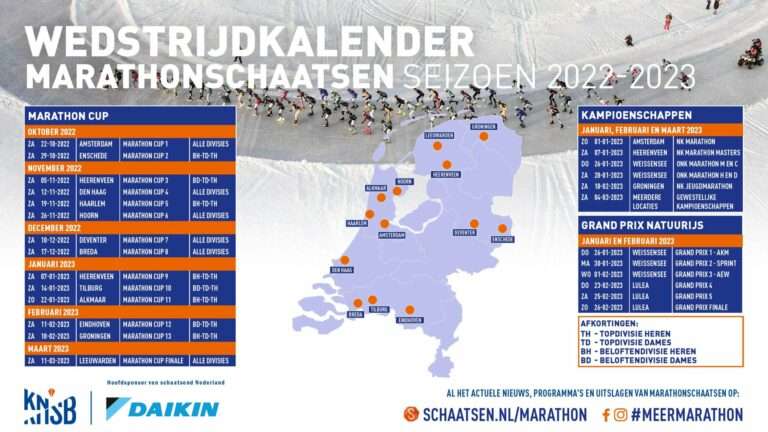 KNSB maakt marathonkalender voor het seizoen 2022 -2023 bekend