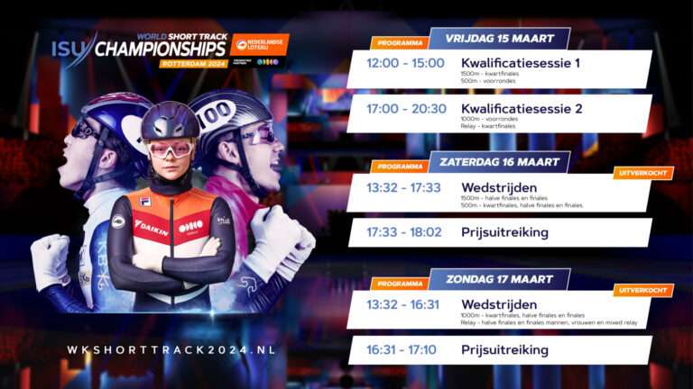 Zaterdag en zondag WK Shorttrack 2024 volledig uitverkocht