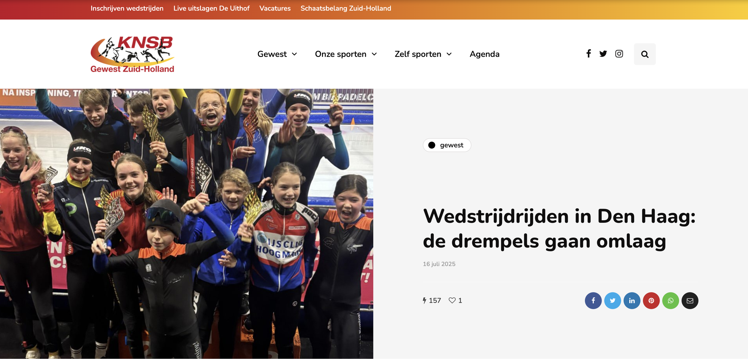 Scherm­afbeelding Gewest Zuid-Holland website